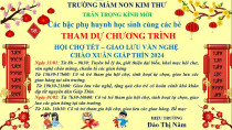 Trường Mầm non Kim Thư trân trọng thông báo: Chương trình Hội Chợ Tết - Giao lưu văn nghệ chào xuân Giáp Thìn 2024