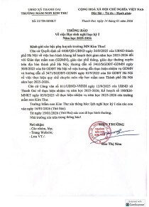 Trường Mầm non Kim Thư trân trọng thông báo Lịch Nghỉ Sơ kết Học kỳ I - Năm học 2025 - 2026