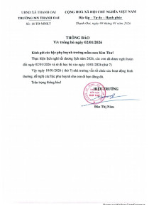 Trường MN Kim Thư trân trọng thông báo lịch dạy bù 02/01/2026