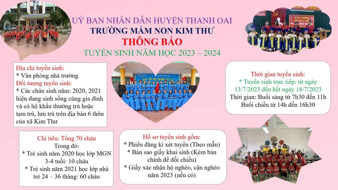 THÔNG BÁO TUYỂN SINH NĂM HỌC 2023 -2024