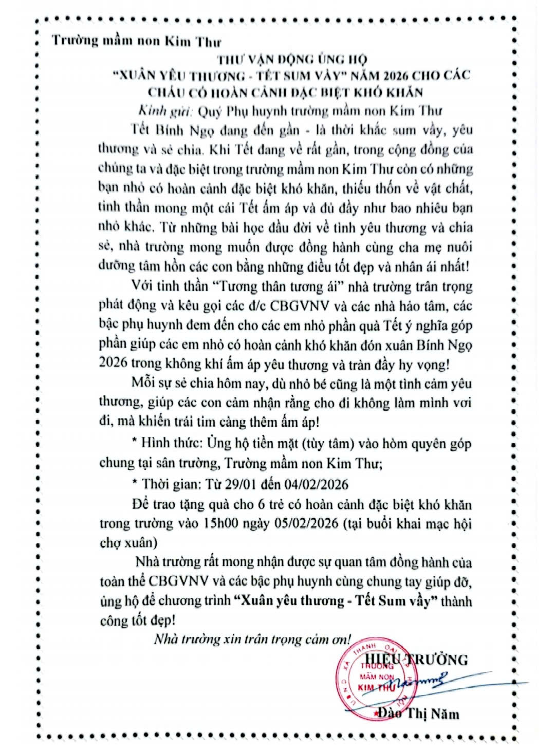 XUÂN YÊU THƯƠNG - TẾT SUM VẦY  - Xuân Bính Ngọ 2026 - Trường Mầm non Kim Thư